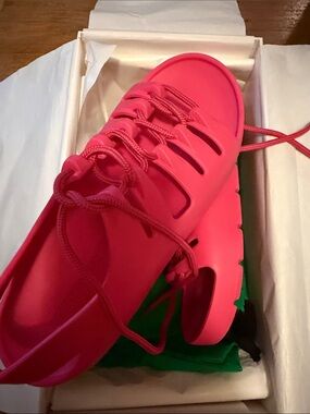 Bottega Veneta Hot Pink Lace-Up Sandal